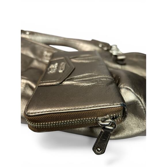 COACH Madison Metallic Pewter Leather 15958 Bag & Matching Wallet Set - Picture 14 of 16